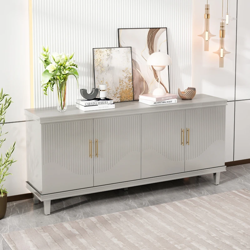 Simplie Fun 70.07''Large Size 4-Door Cabinet, Room, Kitchen, Bedroom, Hallway (Champagne)