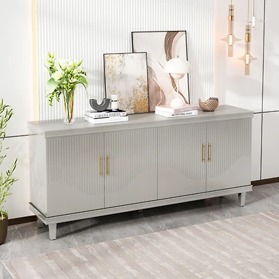 Simplie Fun 70.07''Large Size 4-Door Cabinet, Room, Kitchen, Bedroom, Hallway (Champagne)