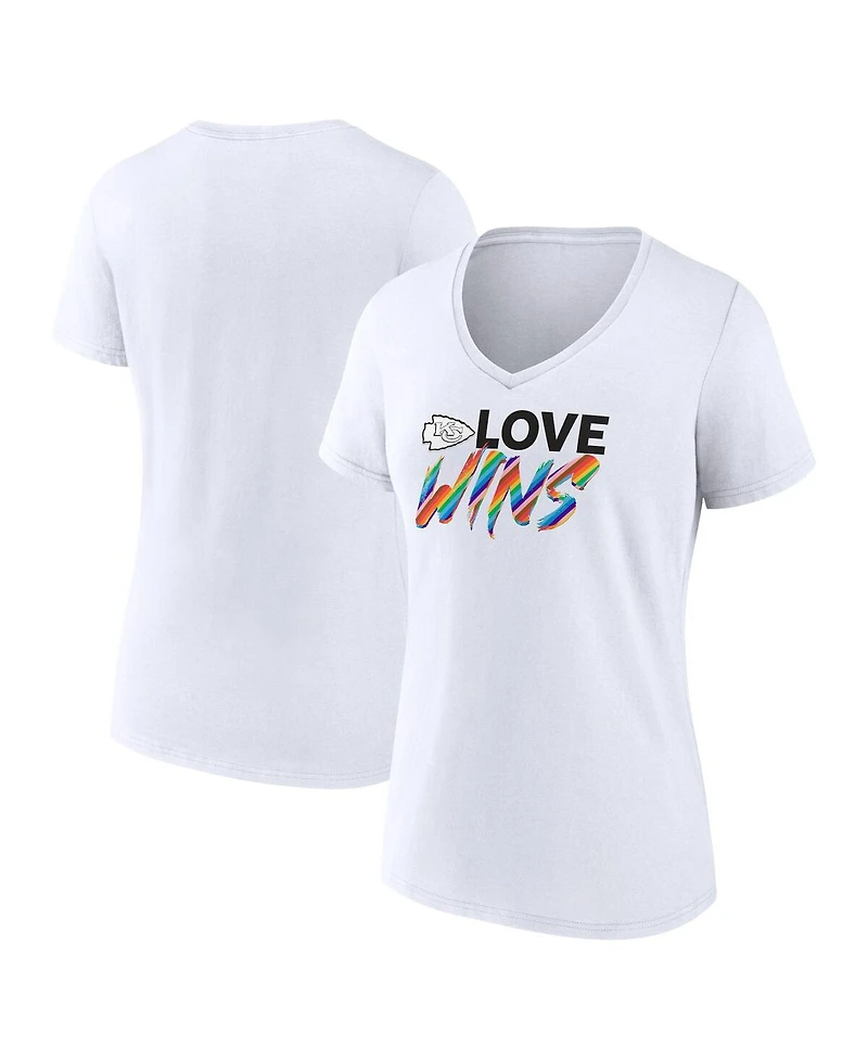 Fanatics Women's White Kansas City Chiefs Love Wins V-Neck T-Shirt