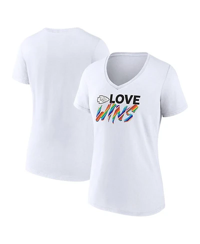 Fanatics Women's White Kansas City Chiefs Love Wins V-Neck T-Shirt