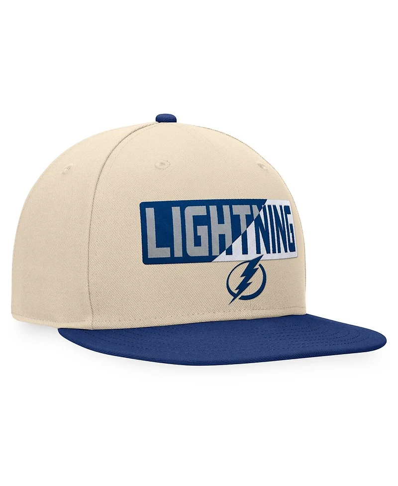 Fanatics Men's Cream/Blue Tampa Bay Lightning Goalaso Snapback Hat