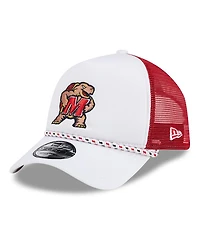 New Era Men's White/Red Maryland Terrapins Court Sport Foam A-Frame 9FORTY Adjustable Trucker Hat
