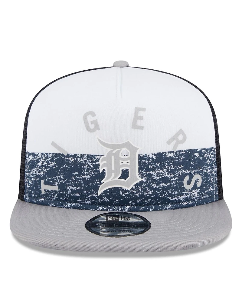 New Era Men's White/Gray Detroit Tigers Team Foam Front A-Frame Trucker 9FIFTY Snapback Hat