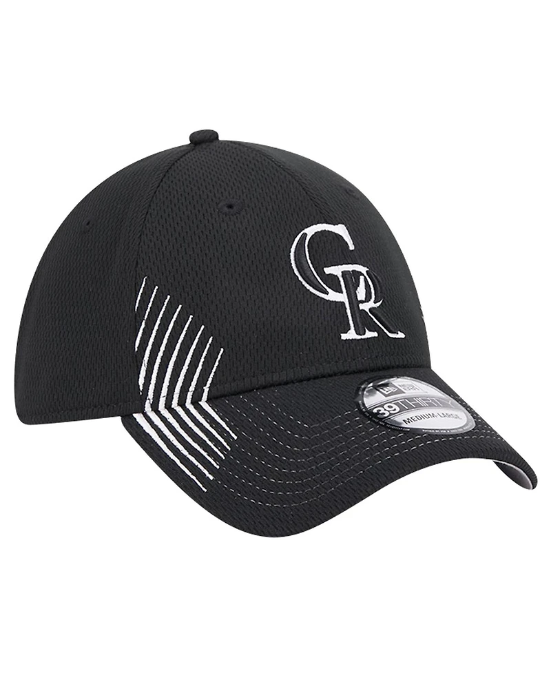 New Era Men's Black Colorado Rockies Active Dash Mark 39THIRTY Flex Hat