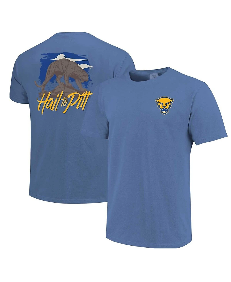 Image One Men's and Women's Blue Pitt Panthers Hyper Local Panther Statue Skyline T-Shirt