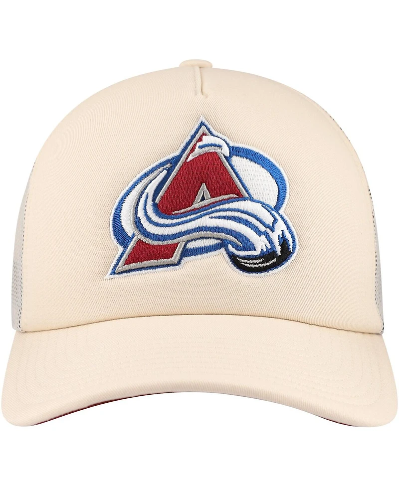 Mitchell & Ness Men's Cream Colorado Avalanche Foam Front Trucker Adjustable Hat