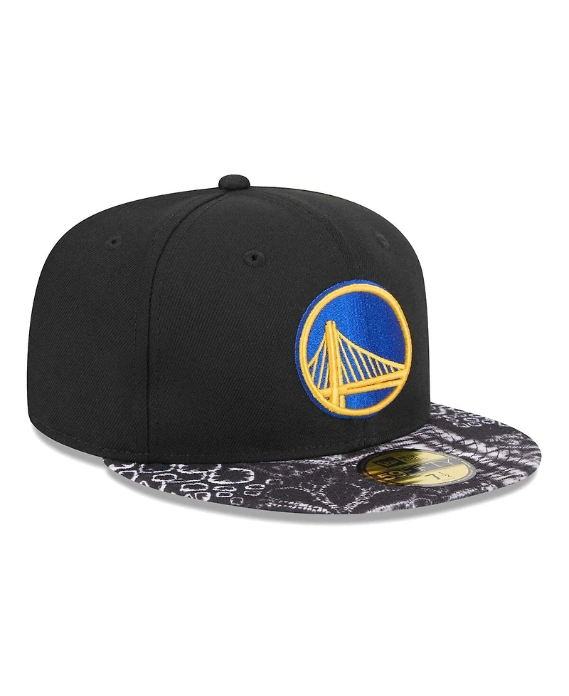 New Era Men's Black Golden State Warriors Coral Reef Visor 59FIFTY Fitted Hat