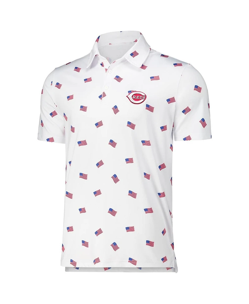 Antigua Men's White Cincinnati Reds Americana Polo