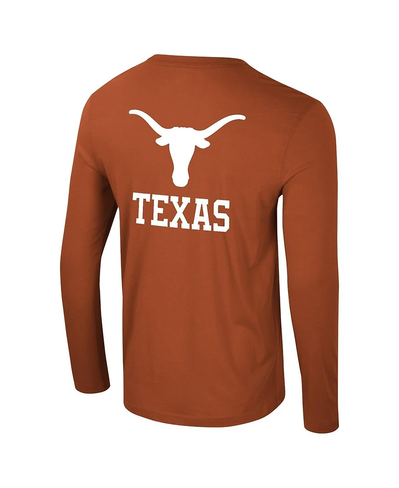 Colosseum Men's Orange Texas Longhorns Logo Lockup 3-Hit Active Blend Long Sleeve T-Shirt