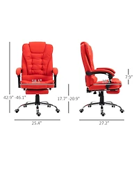 Homcom Executive Office Chair with Footrest, Padded Armrests, Red