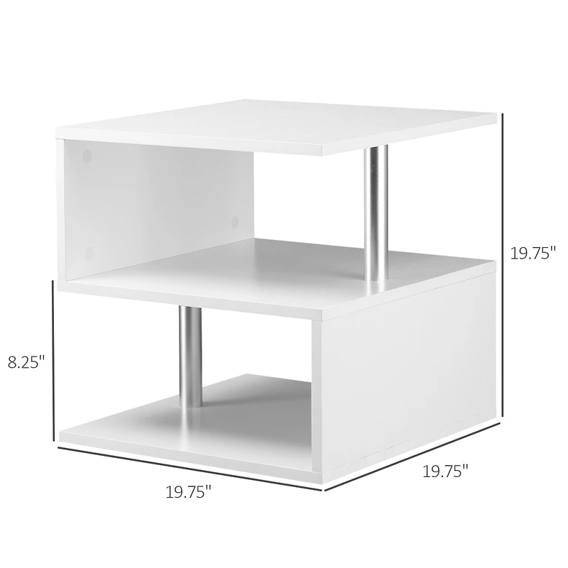 Homcom 20" Chic Designer S-Shaped Multi-Level Accent End Table Shelf,