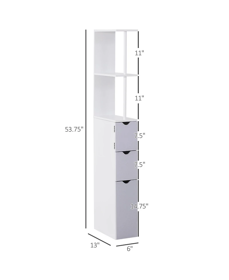 Homcom 54" Tall Bathroom Cabinet Shelf Storage W/ Drawers,