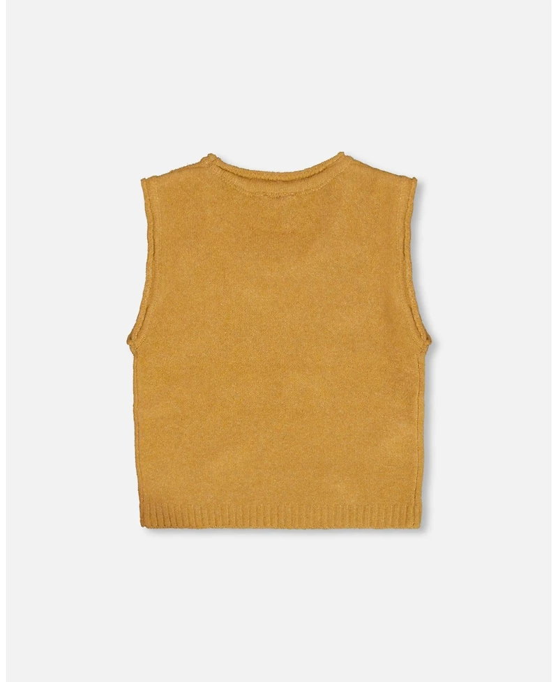 Deux par Deux Toddler Girls Knit Vest With Bows Golden Brown - Toddler|Child