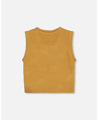Deux par Deux Toddler Girls Knit Vest With Bows Golden Brown - Toddler|Child