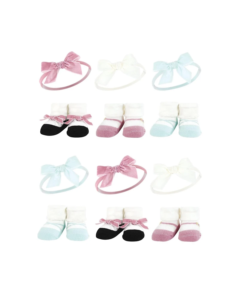 Hudson Baby Girls 12-Pack Headband & Socks Giftset Bundle
