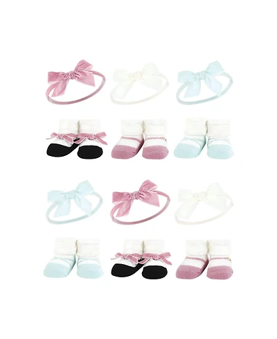 Hudson Baby Girls 12-Pack Headband & Socks Giftset Bundle