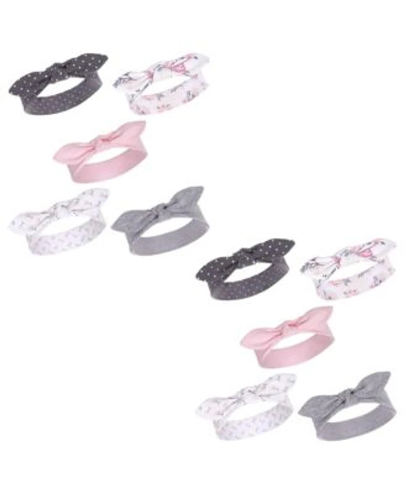 Hudson Baby Baby Girls Hudson Cotton Headbands Pink Floral 10 Piece 0 24 Months