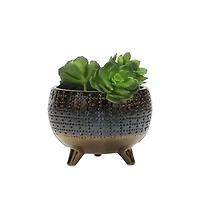 Slickblue 6"h Dotted Ceramic Planter with Pewter Accent for Stylish Indoor and Outdoor Decor