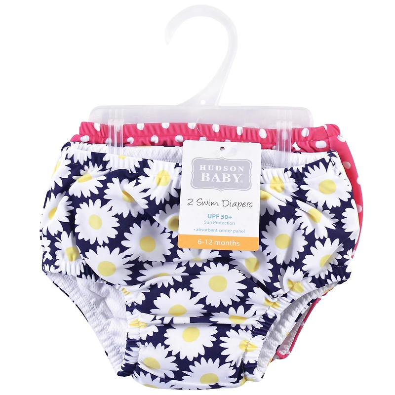 Hudson Baby Girls Swim Diapers, Daisy, 12-18 Months