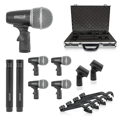 5 Core Professional Drum Mic Kit Piece Tom Snare Kick set Xlr Wired Dynamic Microphone Set for Studio and On-Stage Live Use