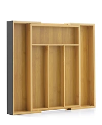 JoyJolt Bamboo Expandable Drawer Organizer for Kitchen Utensils