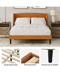 Hulala Home Gerald Modern Upholstered Wingback Platform Bed