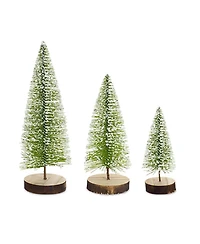 Slickblue Mini Bottle Brush Holiday Tree With Snowy Accent (Set of 12)