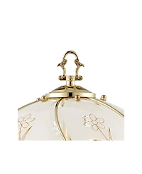 Regency Hill Flower Traditional Accent Table Lamp 19 1/2" High Polished Brass Touch On Off Floral Glass Shade for Bedroom Living Room Bedside Off