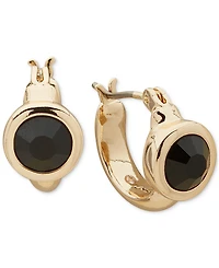 Karl Lagerfeld Paris Gold-Tone Crystal Hoop Earrings