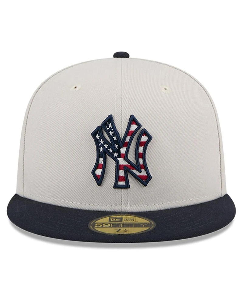 New Era Men's Khaki/Black New York Yankees 2024 Fourth of July 59FIFTY Fitted Hat