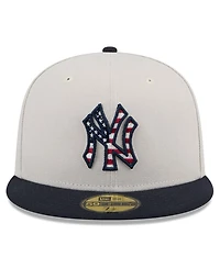 New Era Men's Khaki/Black New York Yankees 2024 Fourth of July 59FIFTY Fitted Hat