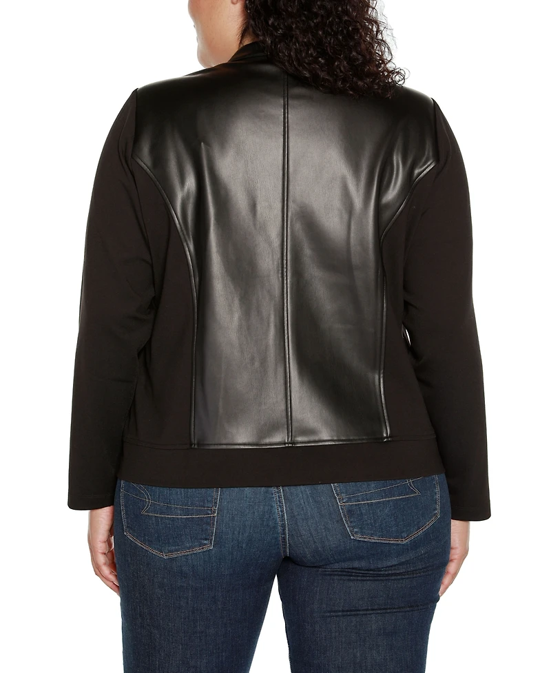 Belldini Black Label Plus Faux-Leather Moto Jacket