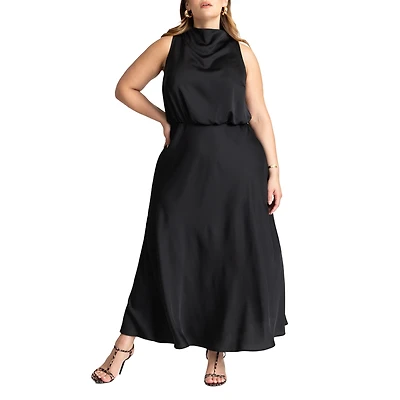 Eloquii Plus Size Draped Satin Maxi Dress