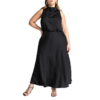 Eloquii Plus Size Draped Satin Maxi Dress