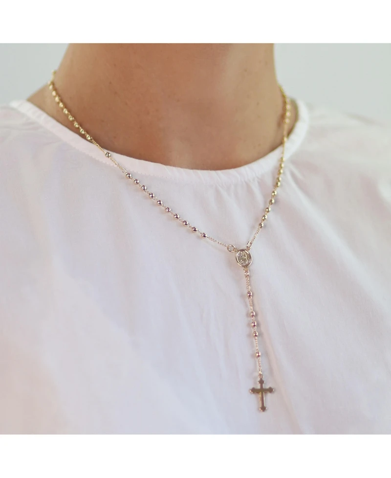 Bling Jewelry 18K Gold Plated Brass Virgin Mary Catholic Rosary Beads Necklace Prayer Virgin De Guadalupe Rosario Crucifijo