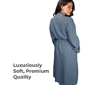 Cariloha Waffle Knit Bath Robe | Marine Blue | Unisex, Small/Medium | Viscose Material | Soft, Comfortable, & Wicks Moisture