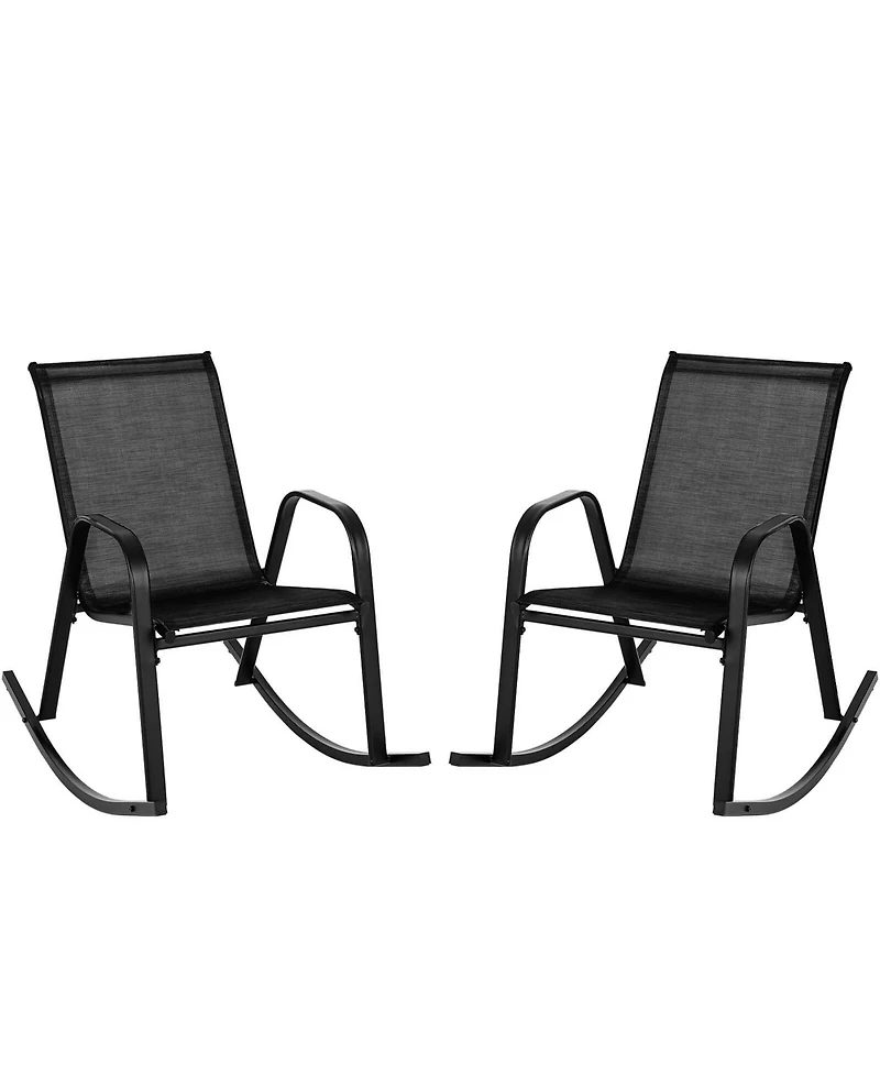 2 Pce Patio Rocking Chair Heavy-Duty Metal Rocker Outdoor Anti-Slip