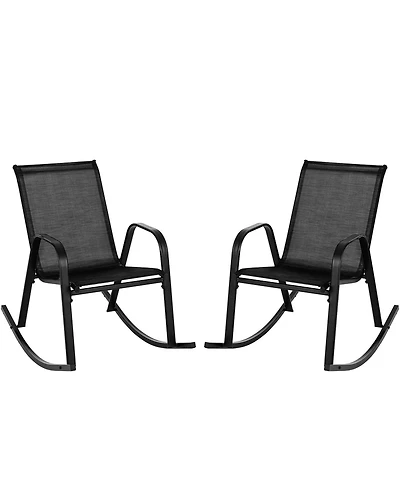2 Pce Patio Rocking Chair Heavy-Duty Metal Rocker Outdoor Anti-Slip