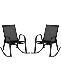 2 Pce Patio Rocking Chair Heavy-Duty Metal Rocker Outdoor Anti-Slip