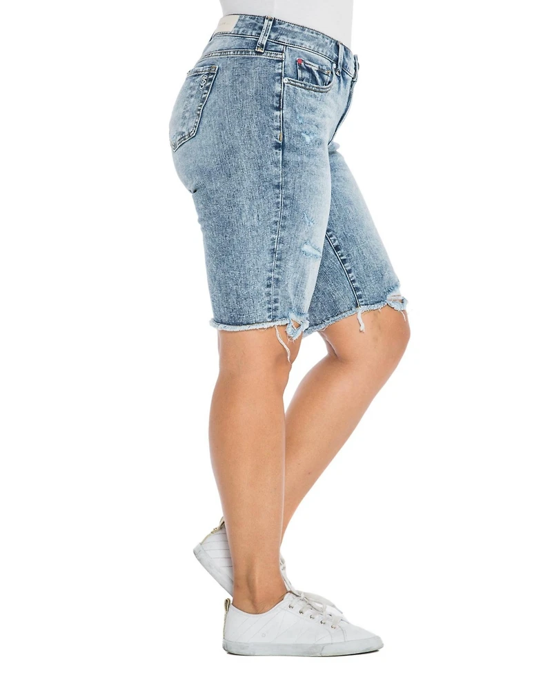 Slink Jeans Plus Frayed Hem Bermuda Shorts