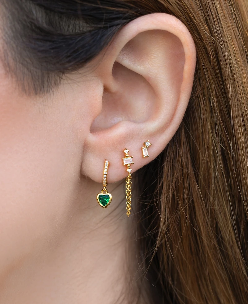 Girls Crew Crystal Green Goddess Dangle Hoops