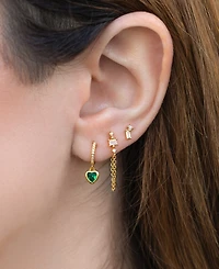 Girls Crew Crystal Green Goddess Dangle Hoops