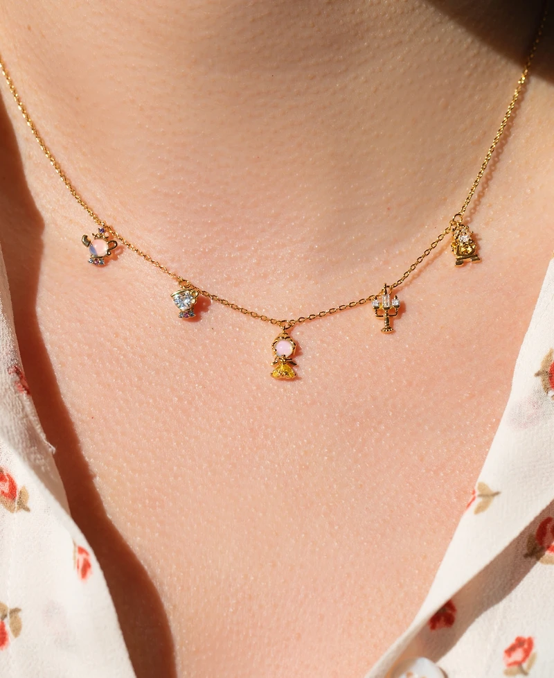 Girls Crew Disney Multi-Color Beauty the Beast Charm Necklace