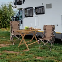Gymax Portable Folding Arm Chair Heavy Duty 400 lbs with Cup Holder for Camping