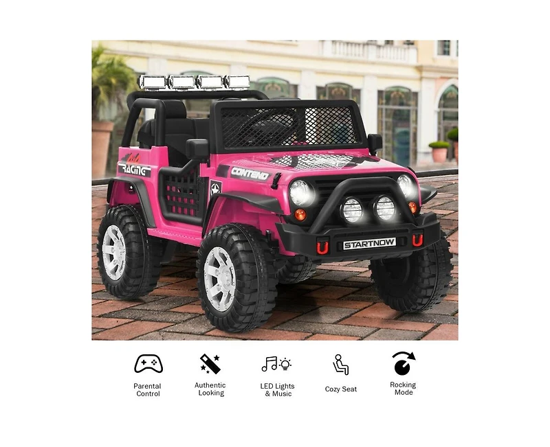Slickblue 12V Kids Remote Control Electric Ride On Truck Car with Lights and Music