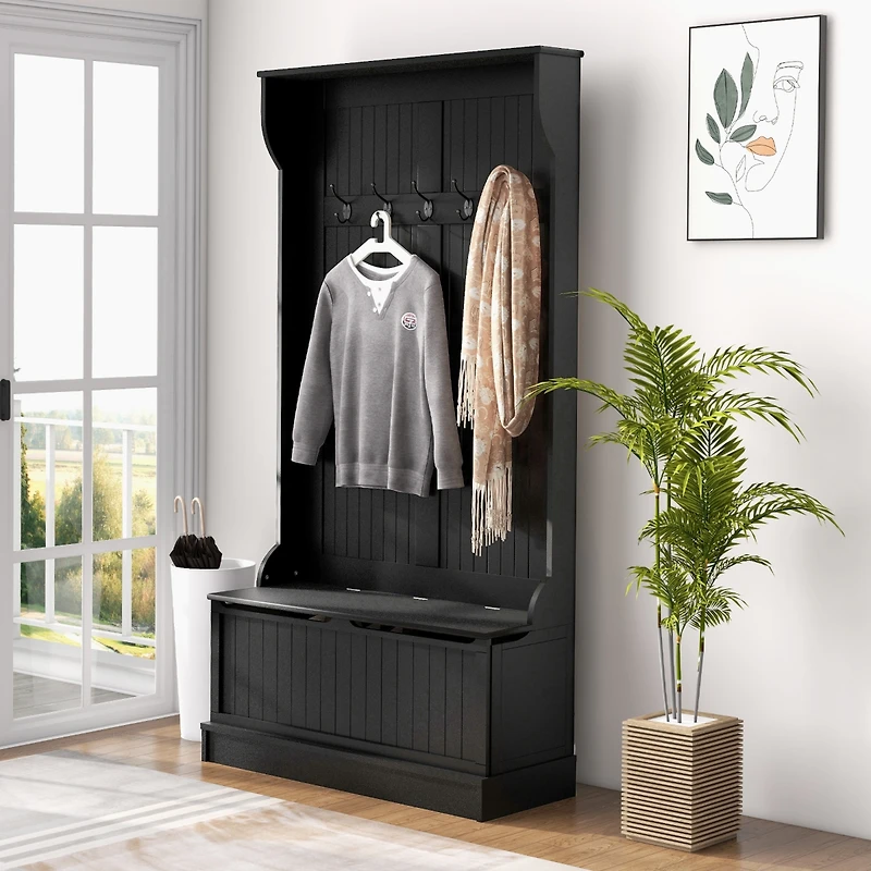 Homcom 3-In-1 Hall Tree Storage Bench and Coat Rack