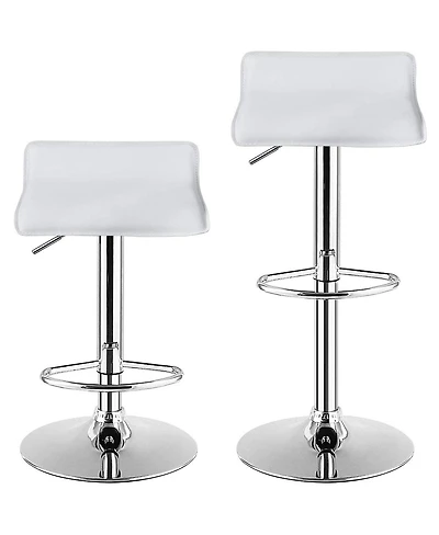 Sugift Set of 2 Modern Design Adjustable Pu Leather Backless Bar Stools