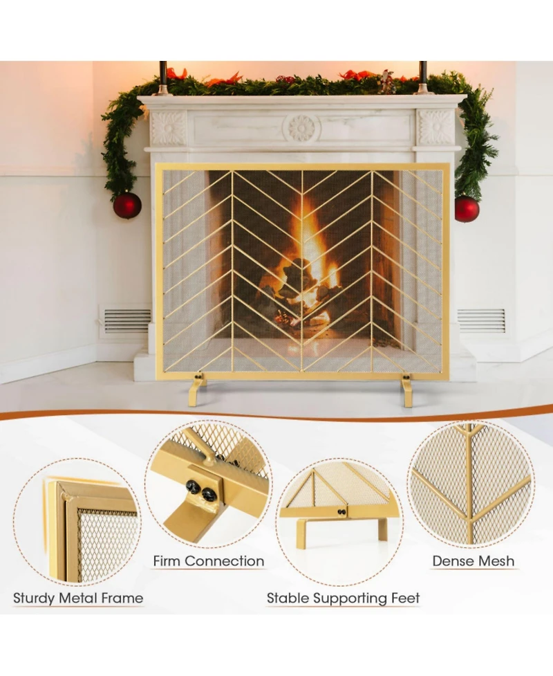 Sugift 38 x 31 Inch Single Panel Fireplace Screen