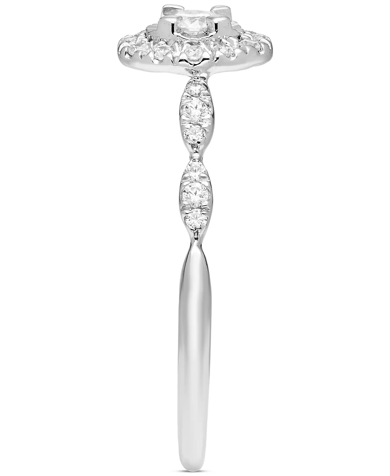 Diamond Halo Engagement Ring (1/4 ct. t.w.) in 14k White Gold