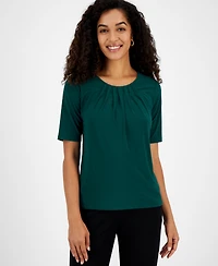 Kasper Women's Pleat Neck Knit Top